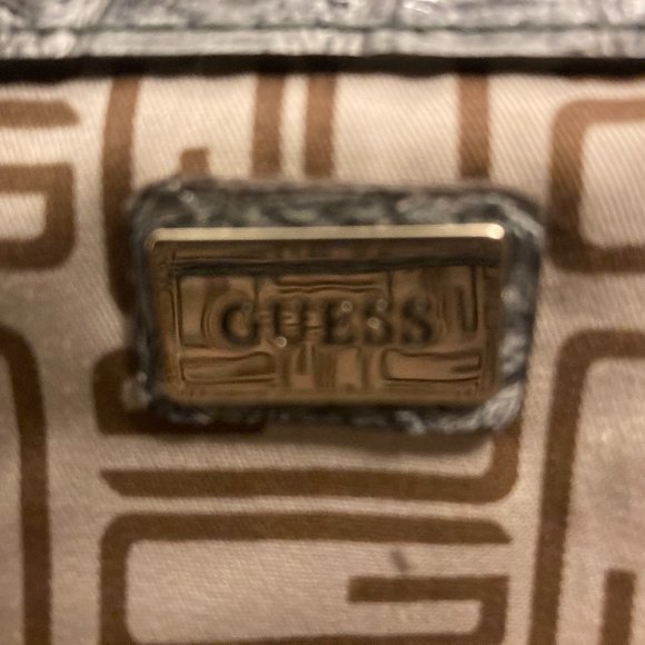 Guess Gray Crocodile Handbag Silver Hardware. Snap and zipped closure, several i - Picture 6 of 8